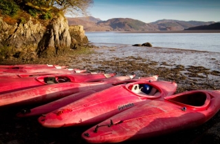 Kayaks at rest
